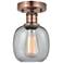 Belfast 6" Wide Antique Copper Flush Mount With Seedy Glass Shade