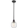 Belfast 6" Wide Bronze Stem Hung Mini Pendant w/ Deco Swirl Shade