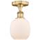 Belfast 6" Wide Brushed Brass Flush Mount With Matte White Glass Shade