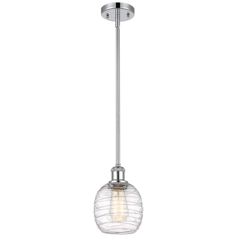 Image 1 Belfast 6" Wide Polished Chrome Stem Hung Mini Pendant w/ Deco Swirl S