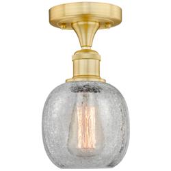 Belfast 6&quot; Wide Satin Gold Flush Mount With Clear Crackle Glass Shade