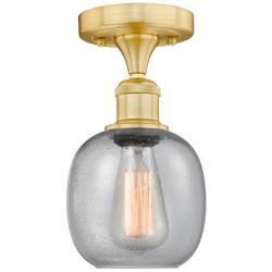 Belfast 6&quot; Wide Satin Gold Flush Mount With Seedy Glass Shade