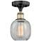 Belfast 6"W Black Antique Brass Flush Mount With Clear Crackle Glass S