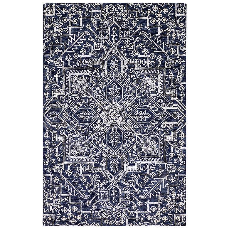 Image 2 Belfort 8698778 5'x8' Blue Ivory Geometric Floral Area Rug
