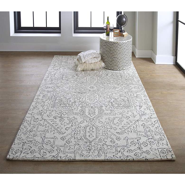 Image 1 Belfort 8698778 5&#39;x8&#39; Ivory and Gray Medallion Area Rug