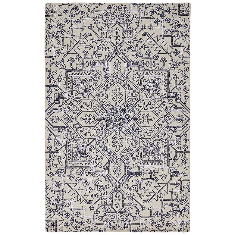 Image 2 Belfort 8698778 5&#39;x8&#39; Ivory Blue Geometric Floral Area Rug