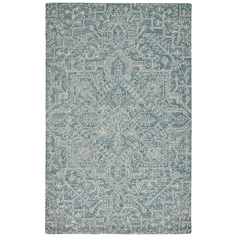 Image 2 Belfort 8698778 5&#39;x8&#39; Teal Ivory Geometric Floral Area Rug