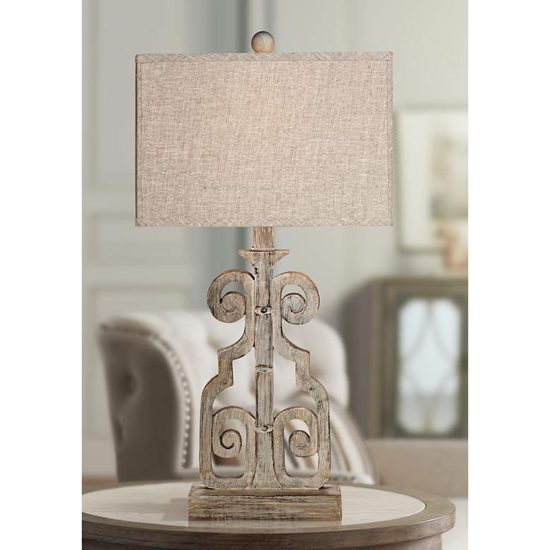 Image 1 Belgian Luxe Braylin Weathered Gray LED Table Lamp