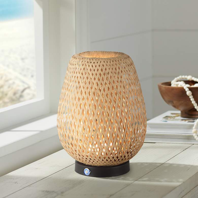 Image 1 Beliz 12" High Rattan 3-Way Accent Table Lamp