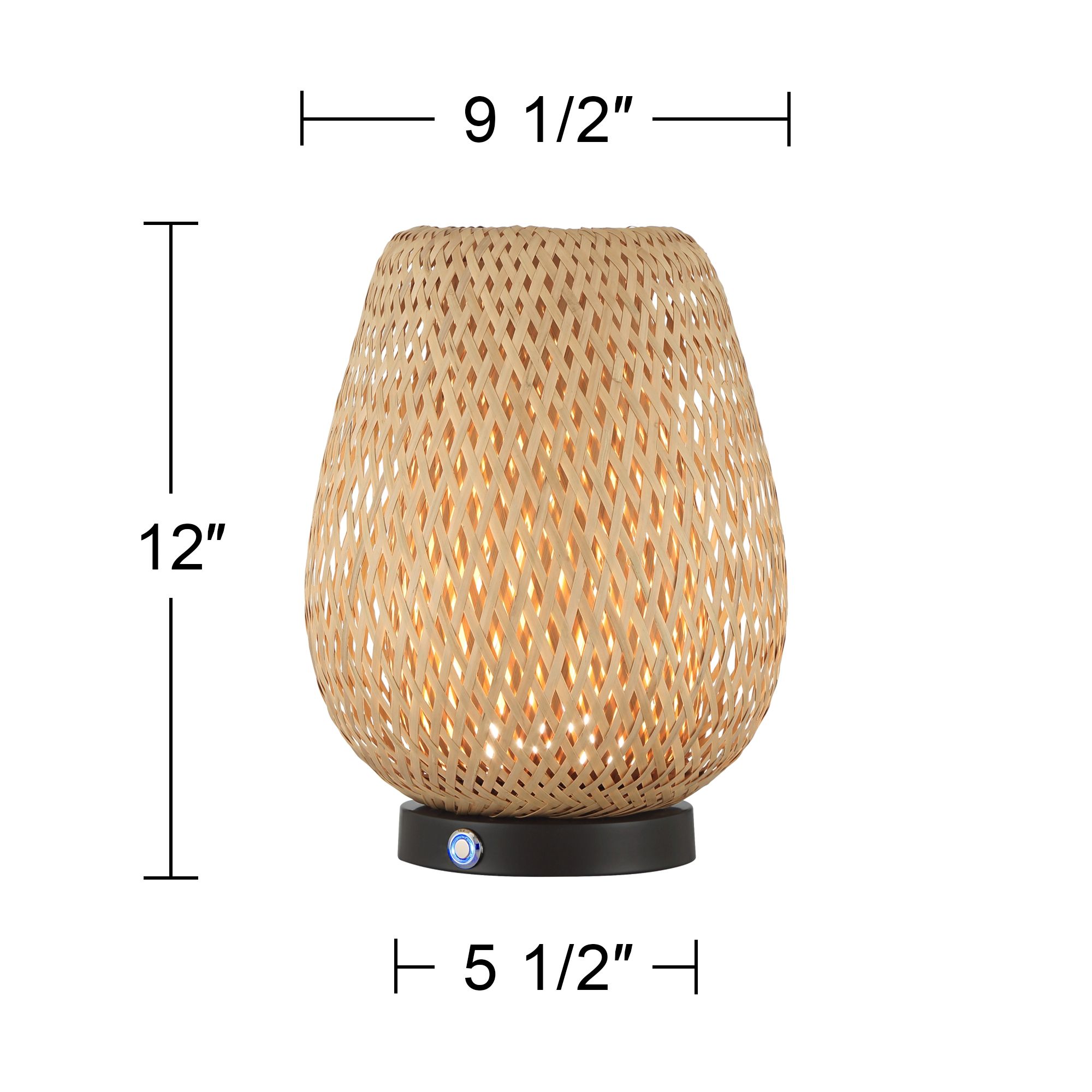 Beliz 12" High Rattan 3-Way Cordless Accent Table Lamp