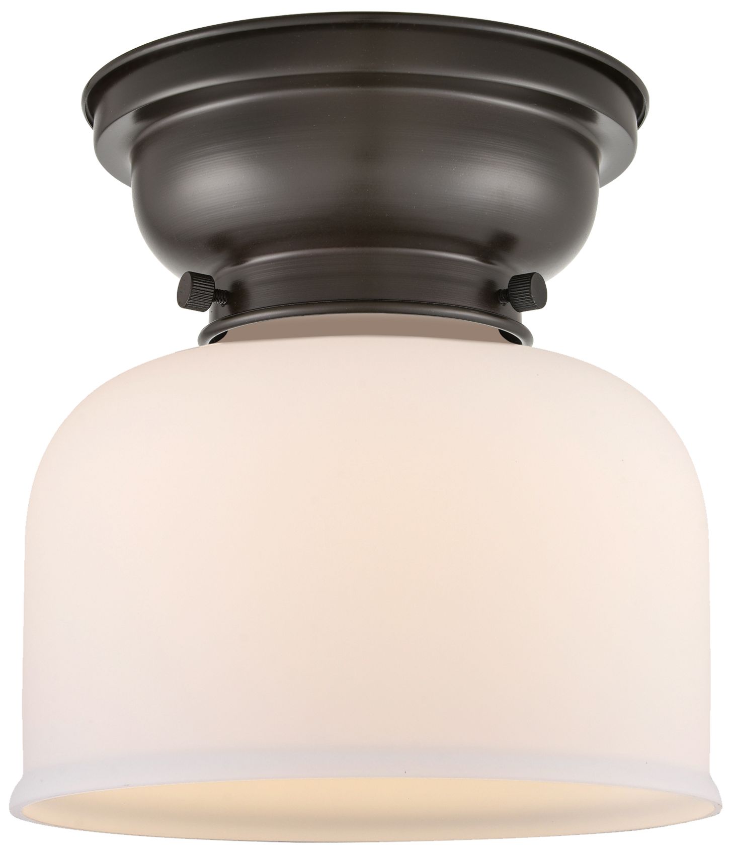 Bell - 1 Light - 8in - Oil Rubbed Bronze - Matte White Glass - Flush