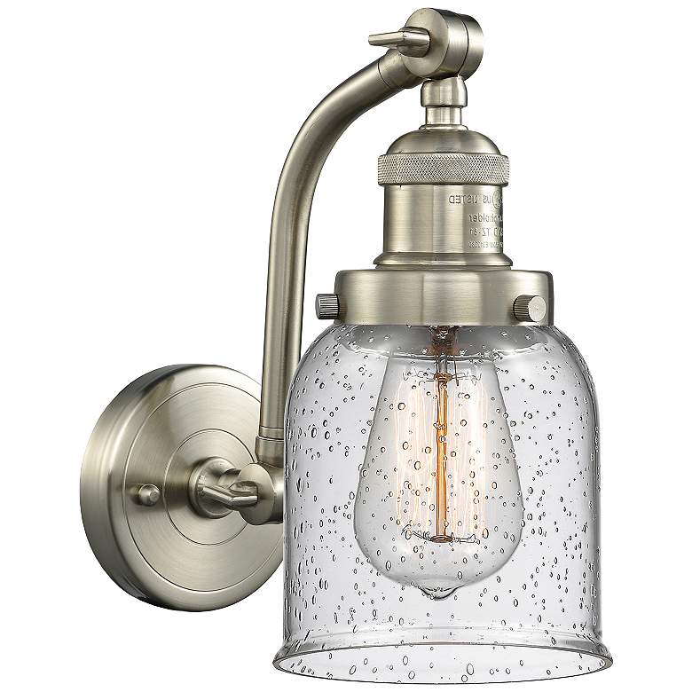 Image 1 Bell 10 3/4" High Brushed Satin Nickel Wall Sconce