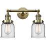 1_Bell 10"H Antique Brass 2-Light Wall Sconce w/ Clear Glass