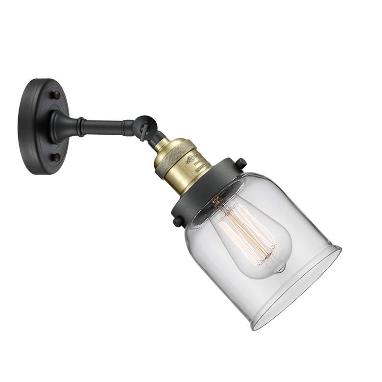 Image 3 Bell 10"H Black Antique Brass Clear Glass LED Wall Sconce more views