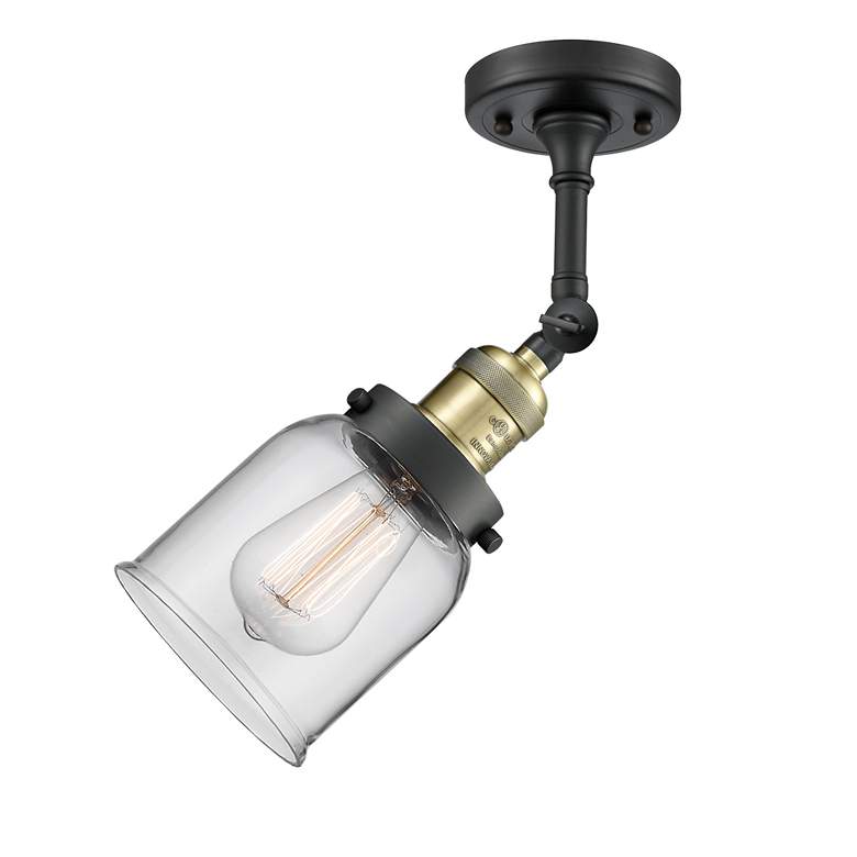 Image 5 Bell 10"H Black Antique Brass Clear Glass LED Wall Sconce more views