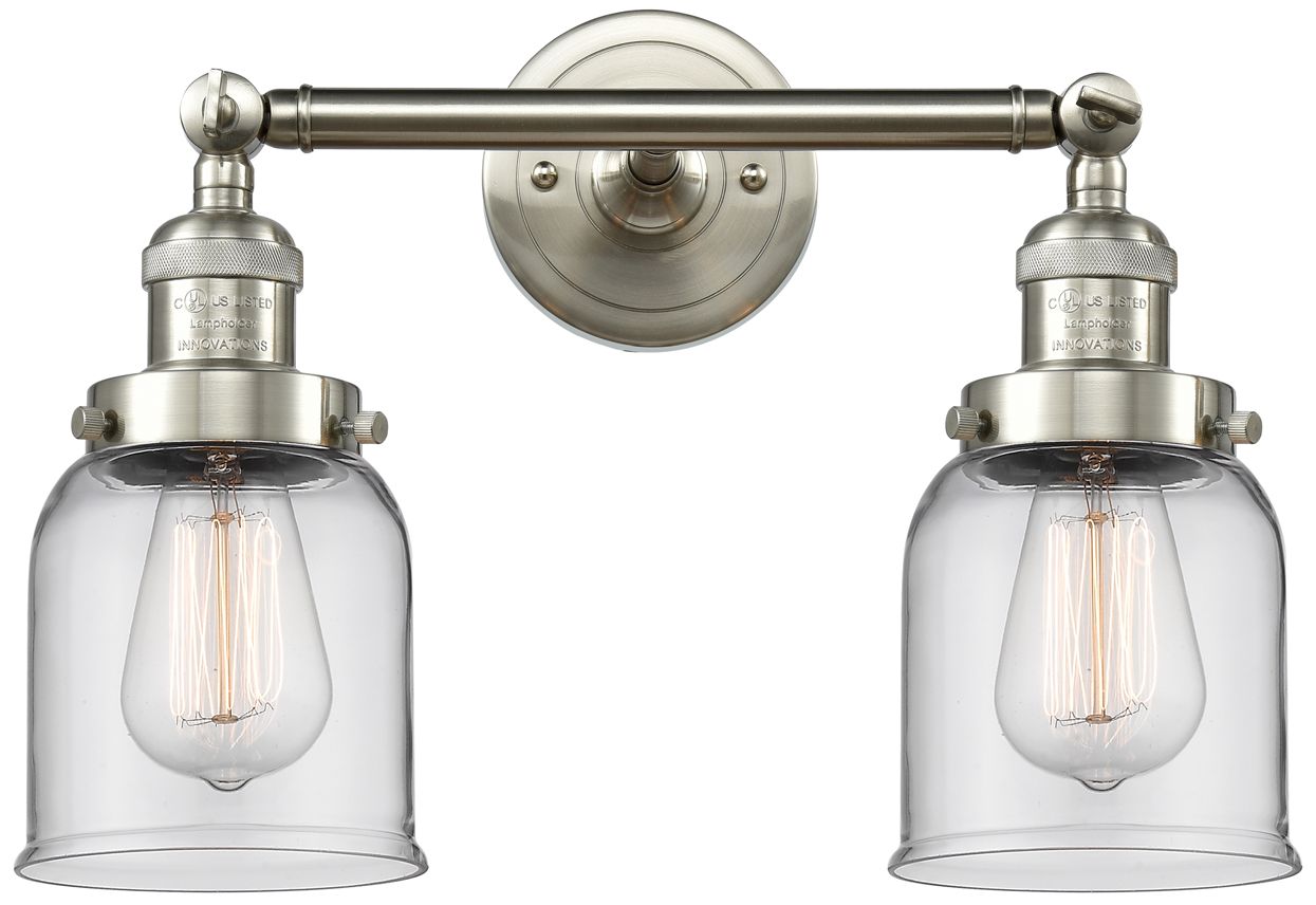 Bell 10"H Nickel 2-Light LED Wall Sconce with Clear Glass