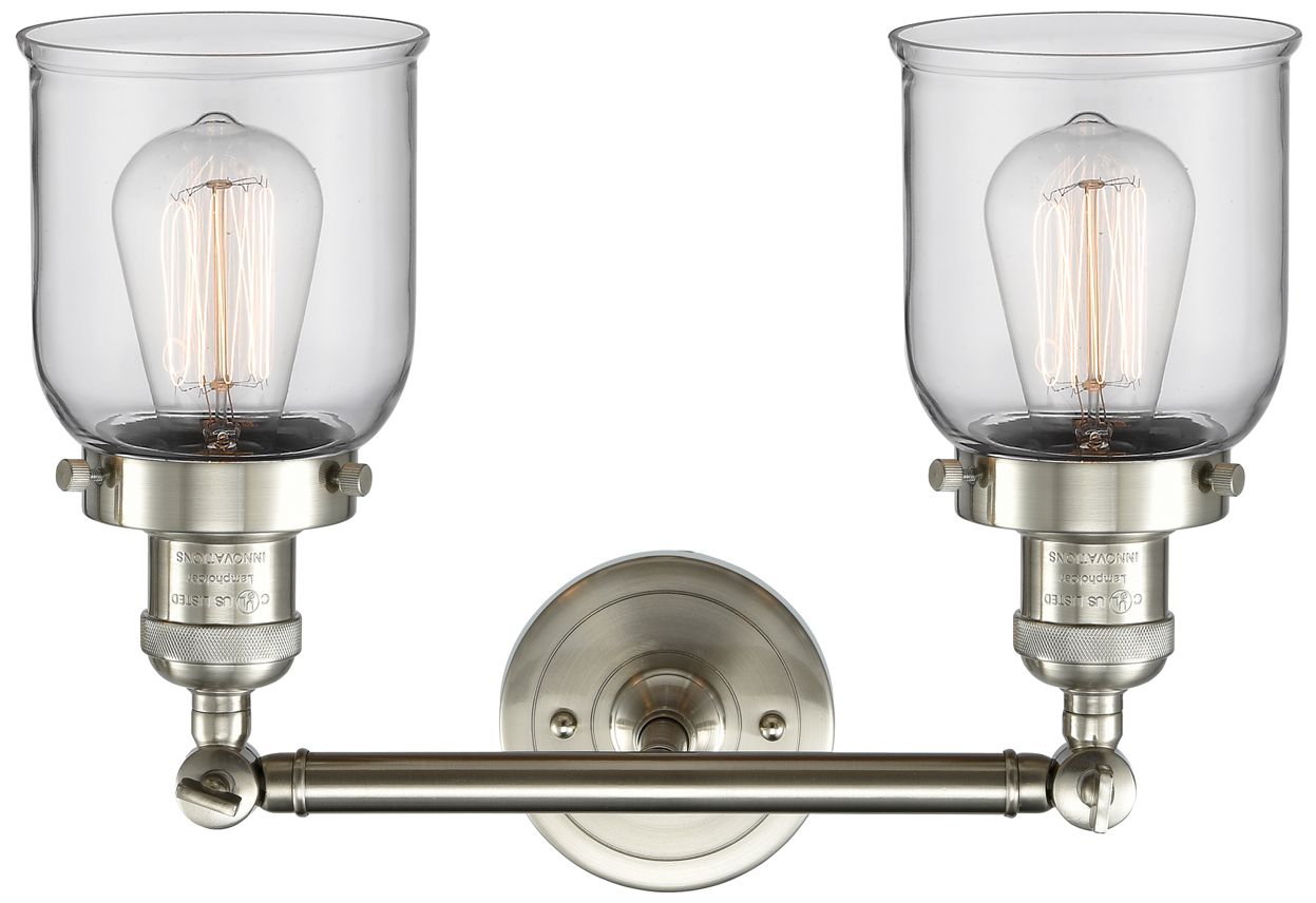 Image 2 Bell 10"H Nickel 2-Light LED Wall Sconce with Clear Glass more views