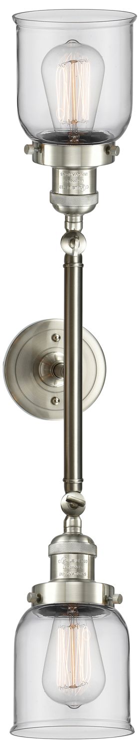 Image 3 Bell 10"H Nickel 2-Light LED Wall Sconce with Clear Glass more views