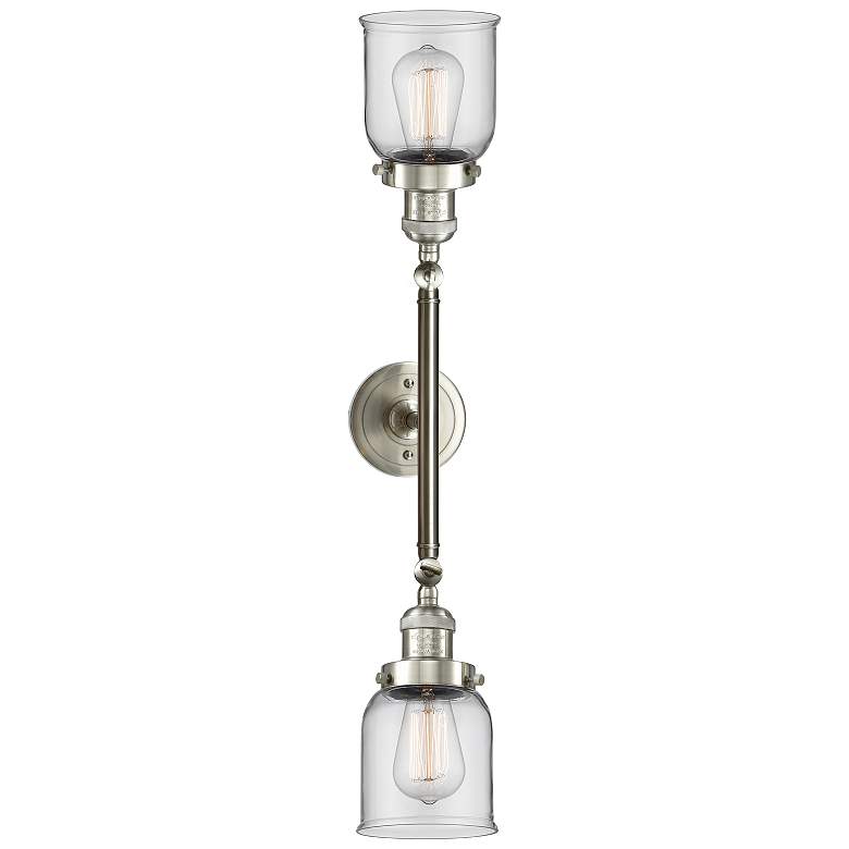 Image 3 Bell 10"H Nickel 2-Light LED Wall Sconce with Clear Glass more views