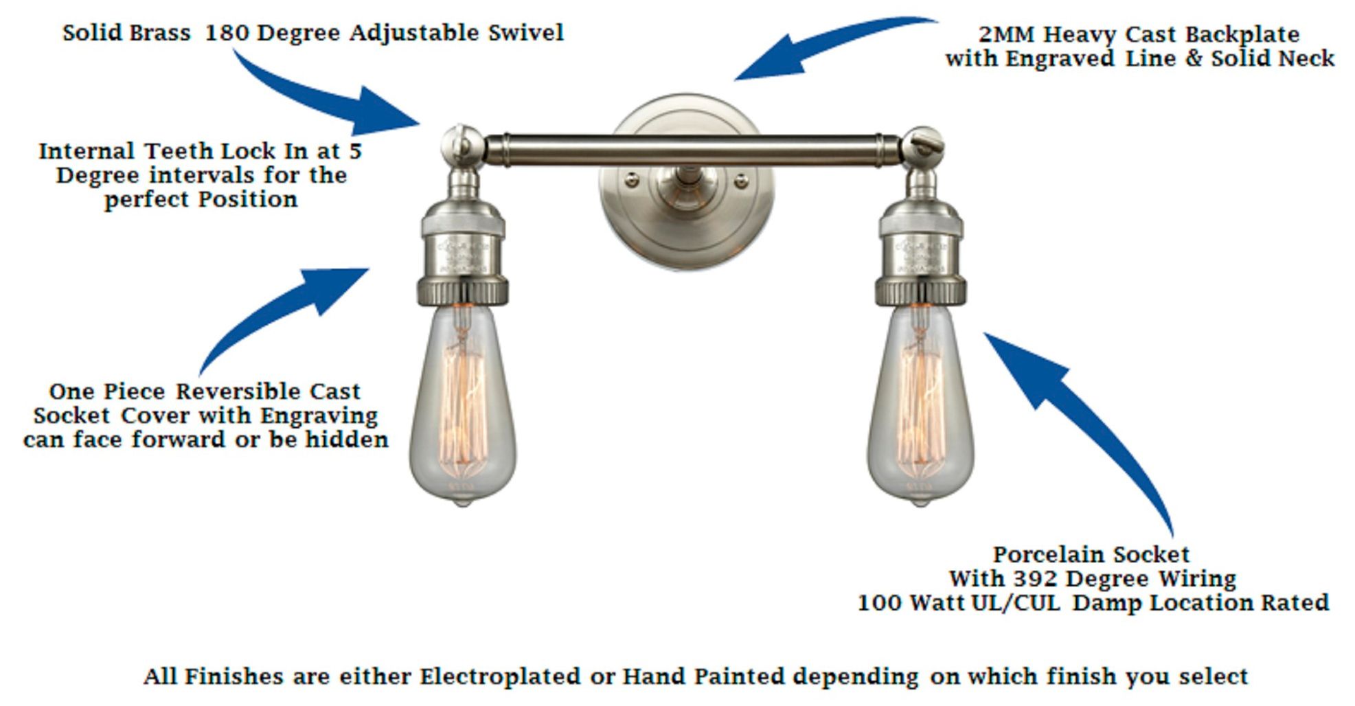 Bell 10"H Nickel 2-Light LED Wall Sconce with Clear Glass