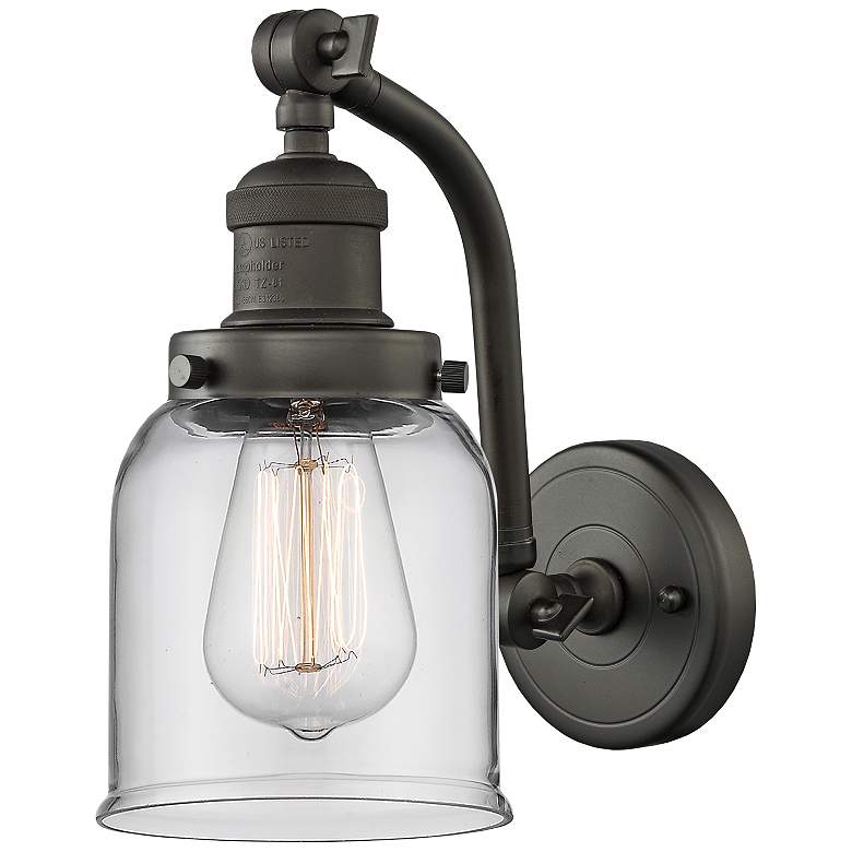 Image 1 Bell 11 1/2" High Oil-Rubbed Bronze Clear Glass Wall Sconce