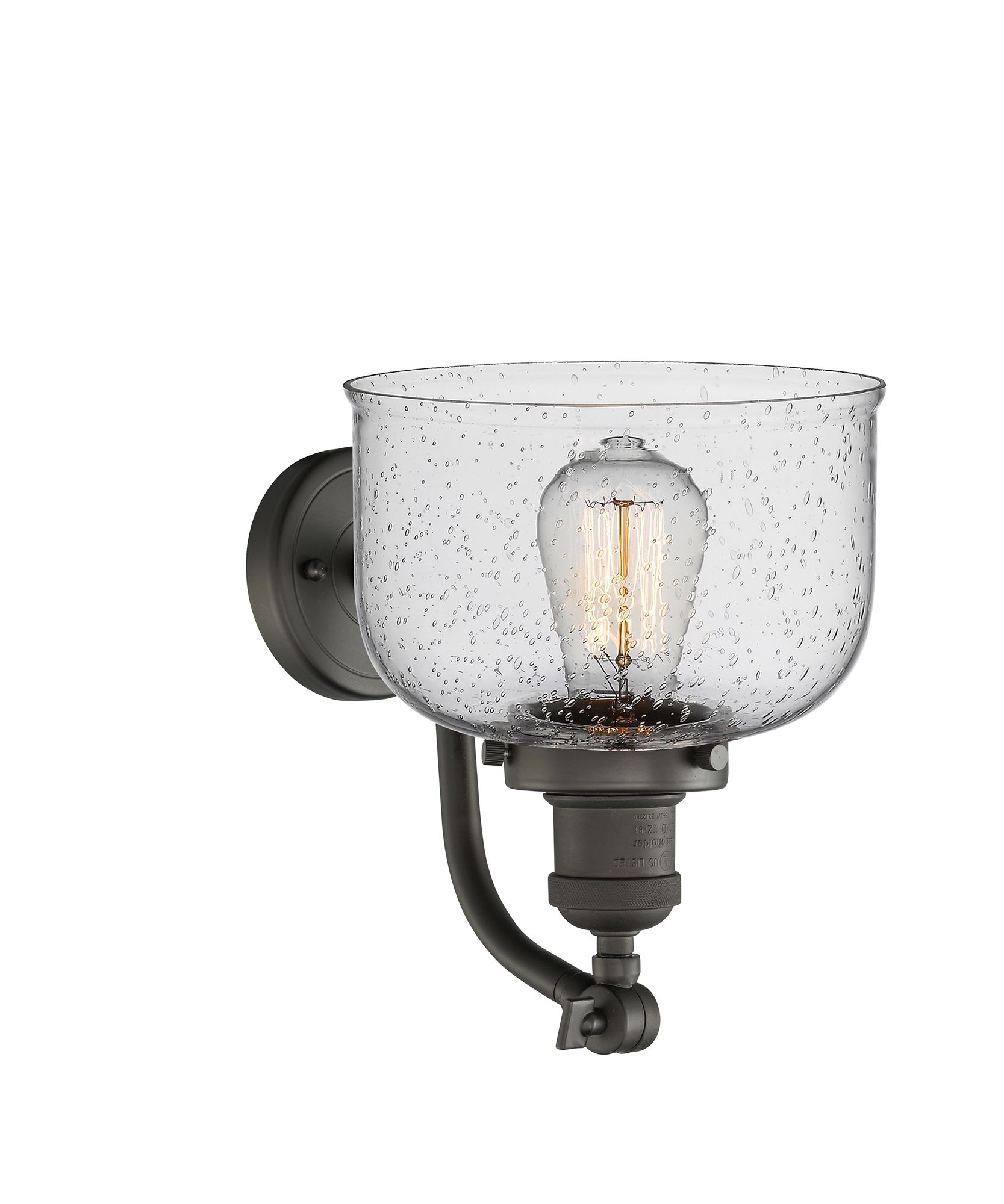 Image 2 Bell 11 1/2" High Oil-Rubbed Bronze Seedy Glass Wall Sconce more views