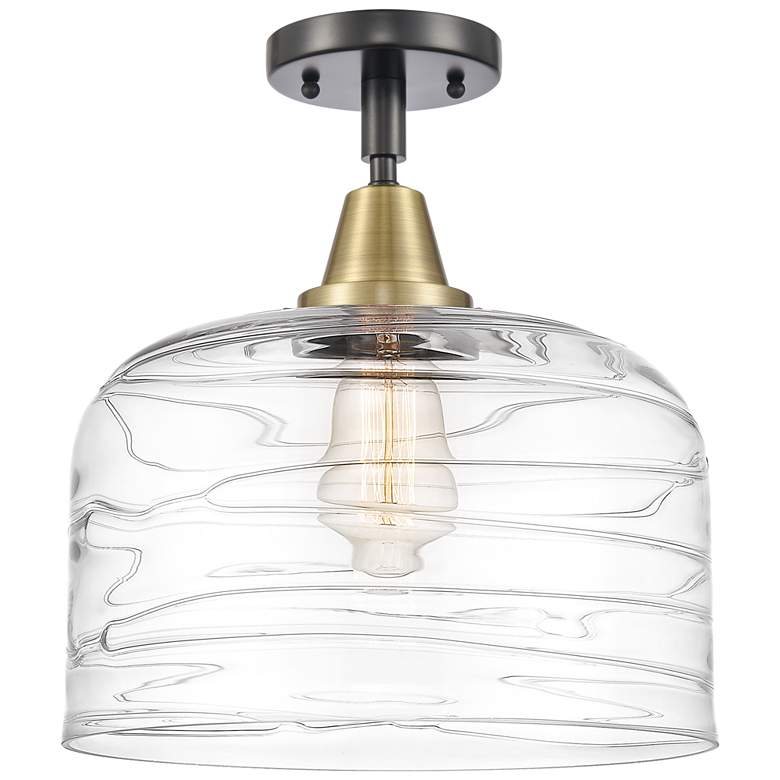 Image 1 Bell 11 1/2" Wide Black and Antique Brass Ceiling Light