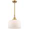 Bell 11 1/2" Wide Satin Gold Mini Pendant with White Glass