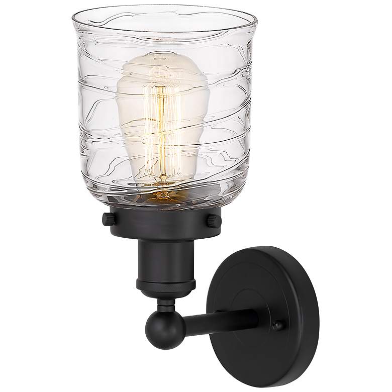 Image 2 Bell 11 3/4" High Matte Black Wall Sconce w/ Swirl Glass more views