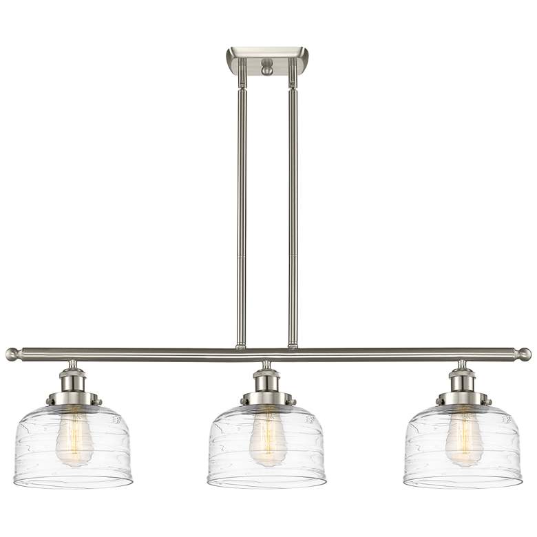 Image 1 Bell 11" 3 Light Brushed Nickel LED Island Light w/ Swirl Shade