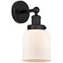 1_Bell 11" High Matte Black Glass Wall Sconce w/ White Glass