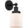 Bell 11" High Matte Black Glass Wall Sconce w/ White Glass