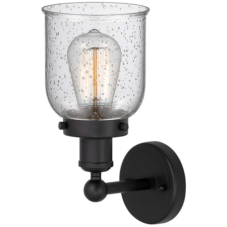 Image 2 Bell 11" High Matte Black with Clear Seedy Glass Wall Sconce more views