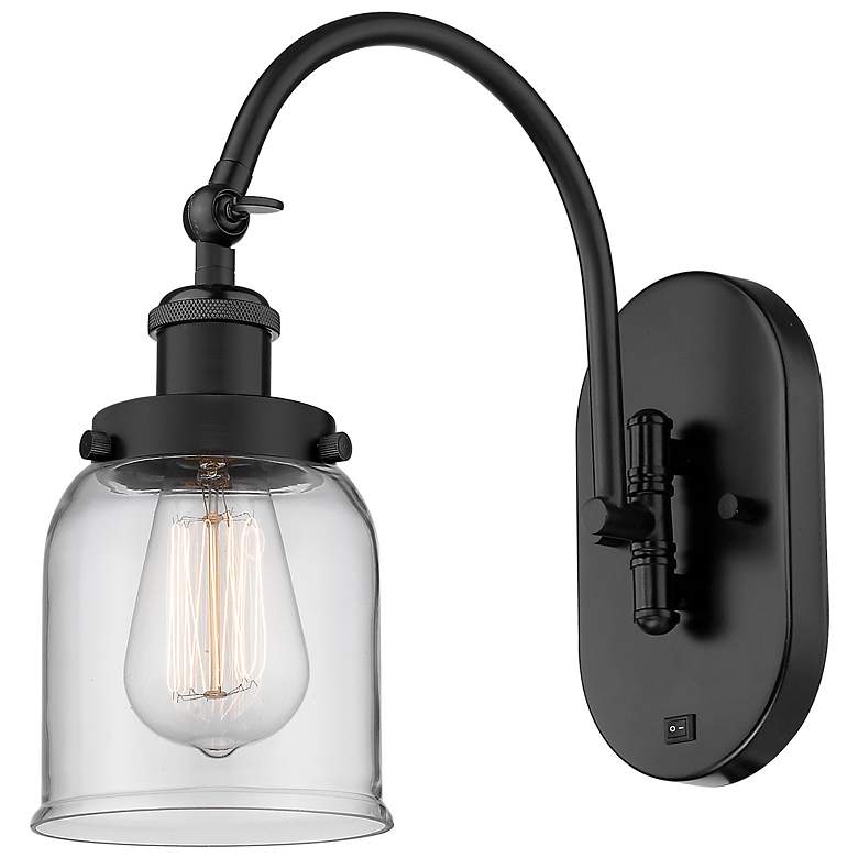 Image 1 Bell 12 1/2" High Matte Black Wall Sconce w/ Clear Shade