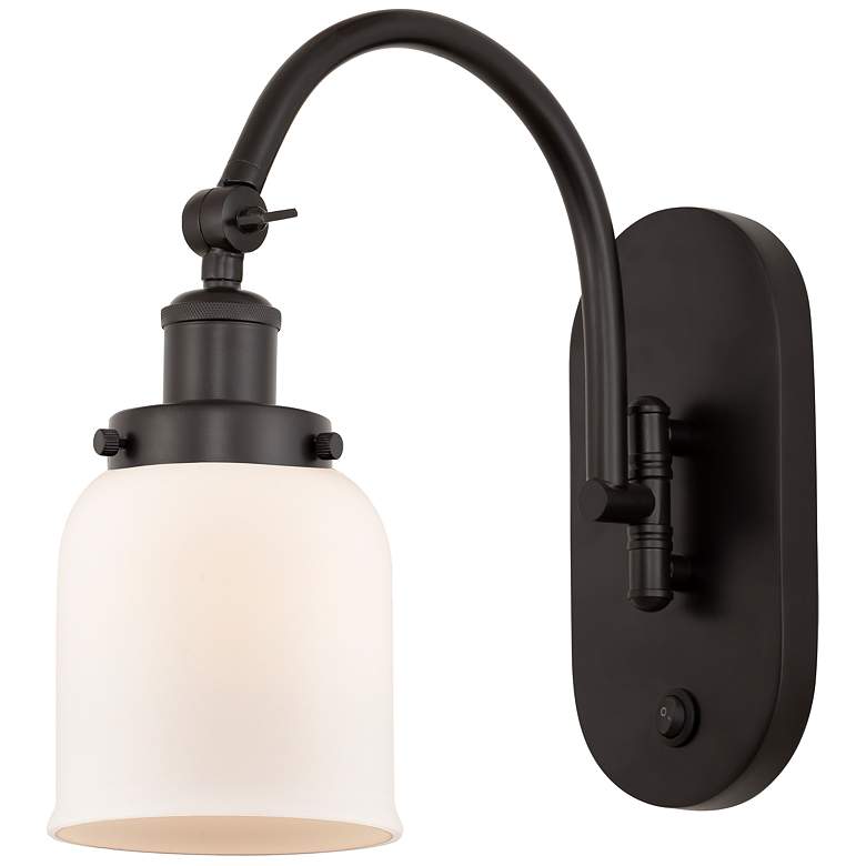 Image 1 Bell 12 1/2" High Oil-Rubbed Bronze and White Wall Sconce