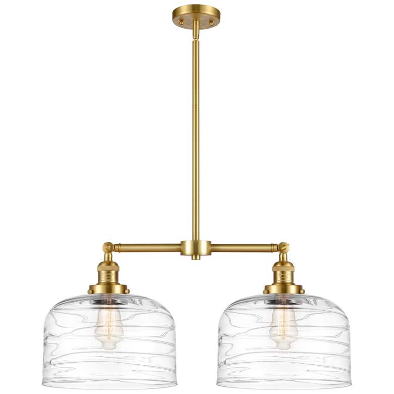 Image 1 Bell 12" - 2 Light 21" Island Light - Satin Gold - Clear Deco Sw