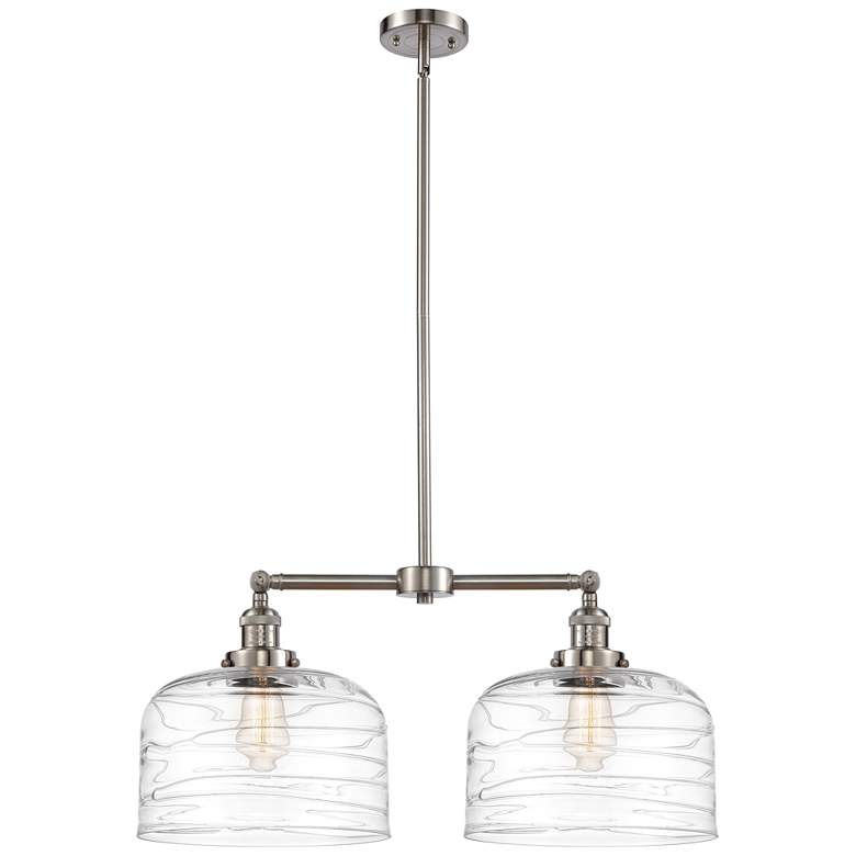Image 1 Bell 12" - 2 Light 21" Island Light - Satin Nickel - Clear Deco