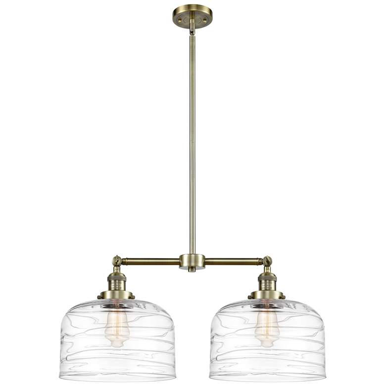 Image 1 Bell 12" - 2 Light 21" LED Island Light - Antique Brass - Clear