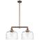 Bell 12" - 2 Light 21" LED Island Light - Copper - Clear Deco Sw