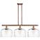 Bell 12" 3 Light 36" Island Light - Antique Copper - Clear Deco
