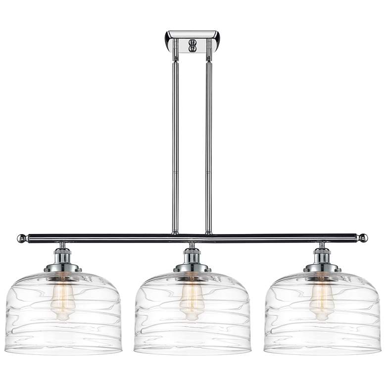 Image 1 Bell 12 inch 3 Light 36 inch Island Light - Polished Chrome  - Clear Deco