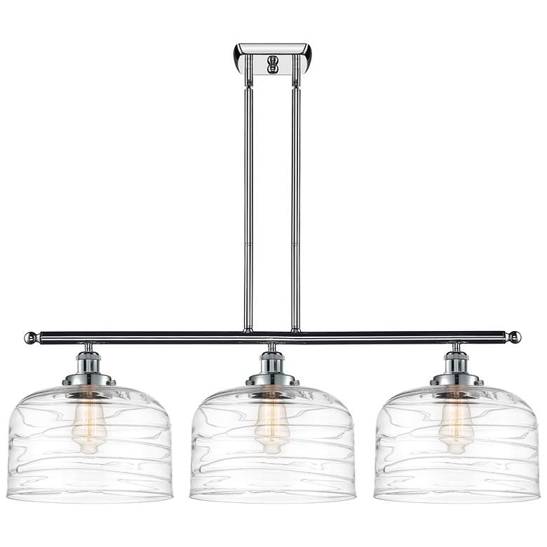 Image 1 Bell 12" 3 Light 36" Island Light - Polished Chrome - Clear Deco