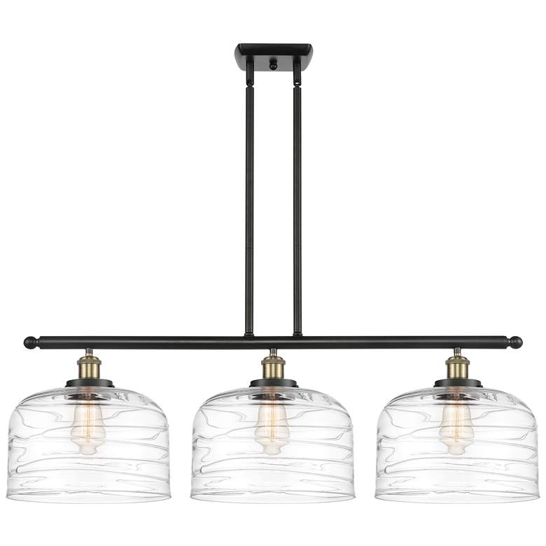 Image 1 Bell 12" 3 Light 36" LED Island Light - Black Brass - Clear Deco