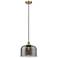 Bell 12" Antique Brass Mini Pendant w/ Plated Smoke Shade