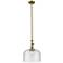 Bell 12" Antique Brass Stem Hung Mini Pendant w/ Seedy Shade