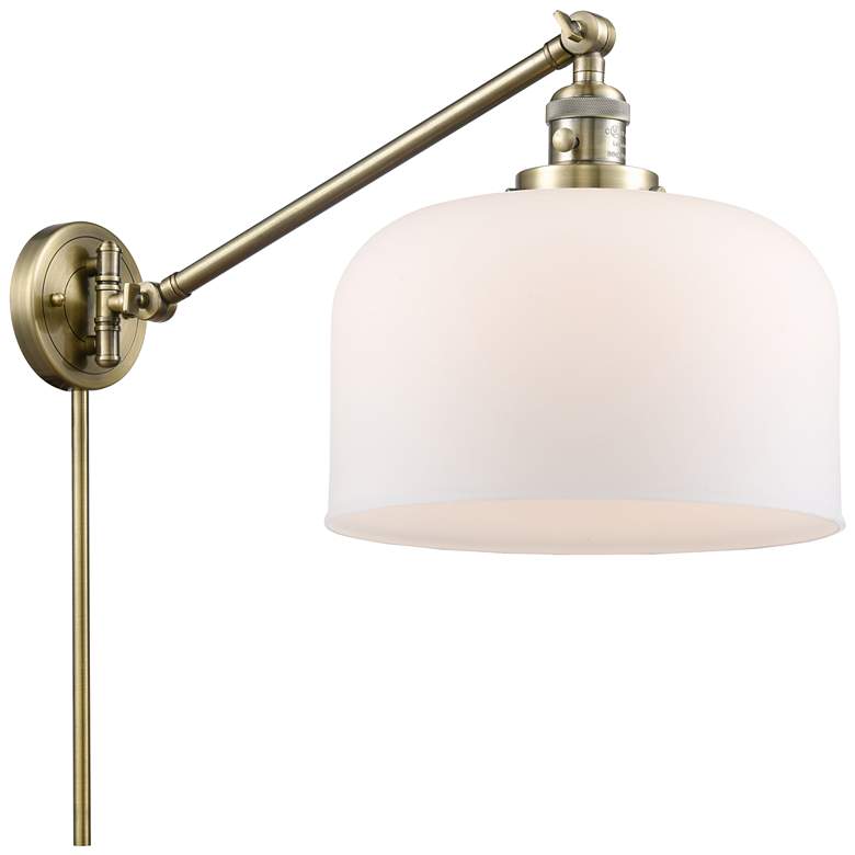 Image 1 Bell 12" Antique Brass Swing Arm w/ Matte White Shade