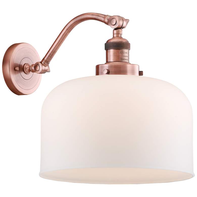 Image 1 Bell 12" Antique Copper Sconce w/ Matte White Shade