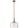 Bell 12" Antique Copper Stem Hung Mini Pendant w/ Clear Shade