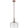 Bell 12" Antique Copper Stem Hung Mini Pendant w/ Seedy Shade