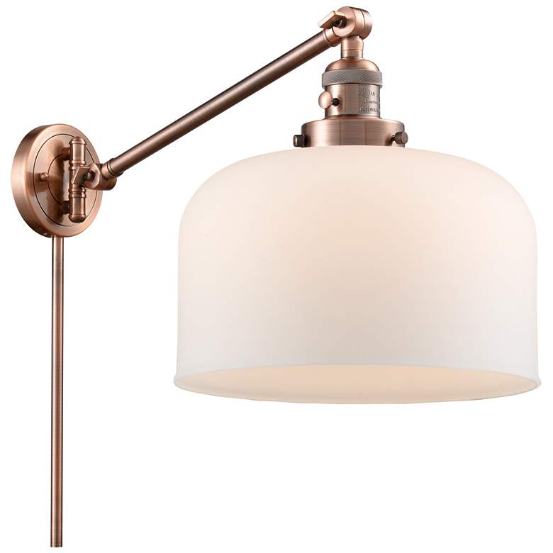 Image 1 Bell 12" Antique Copper Swing Arm w/ Matte White Shade